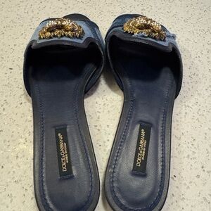 Dolce & Gabbana Blue Embellished Women's Slides